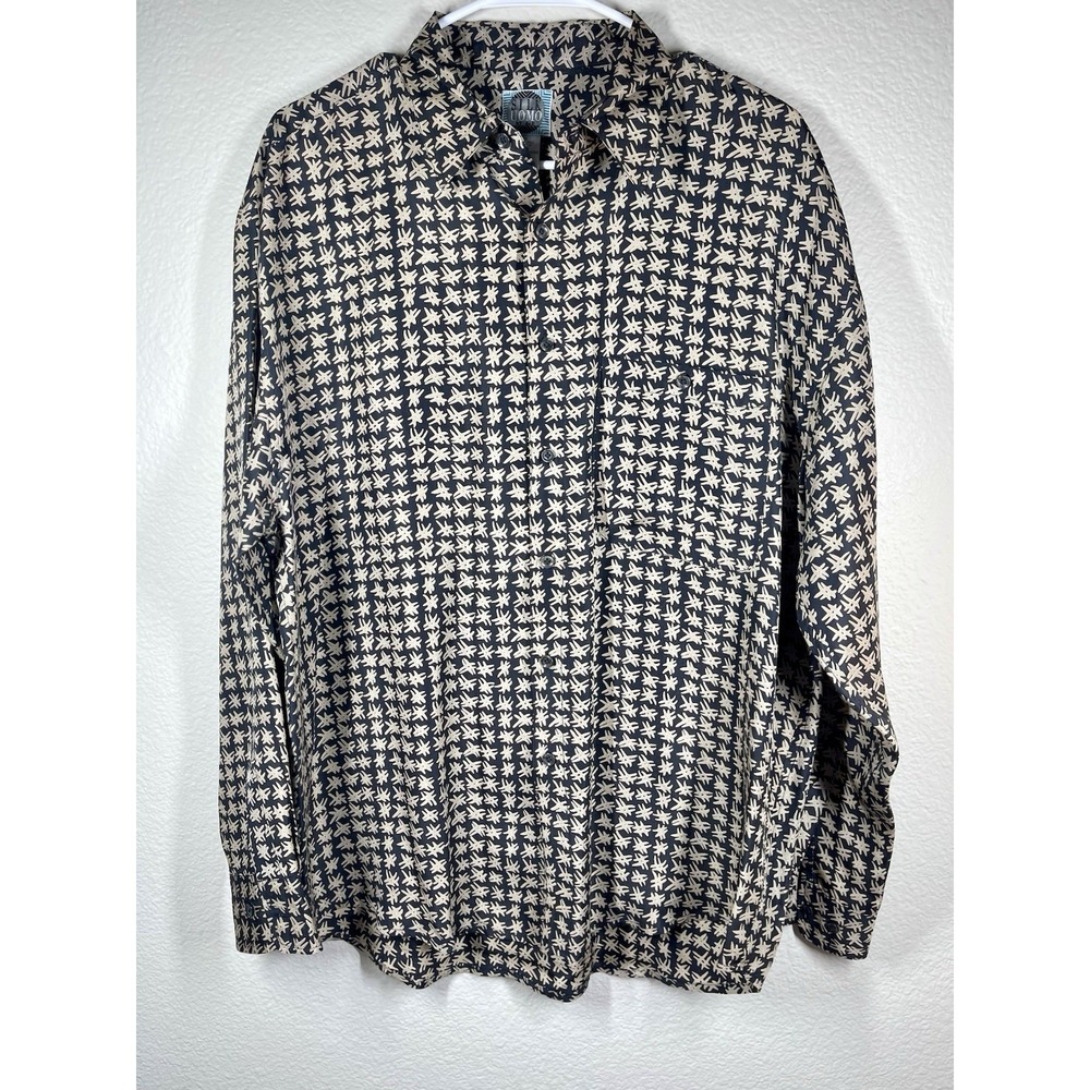 Silk Uomo By Nak Shirt Sz M  Mens  All Over Patterned Button Up Vintage L/S